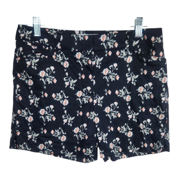 WHBM Floral Print Shorts Size 0 Black 5" Inseam Flat Front Stretch EUC - Picture 1 of 6